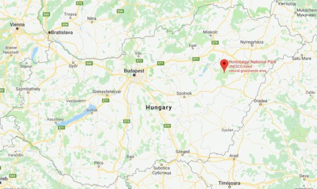 Where is Hortobagy National Park located on map of Hungary