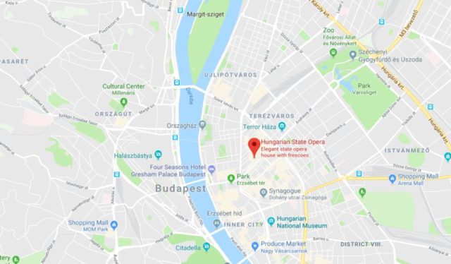 Where is Hungarian State Opera located on map of Budapest