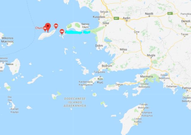 Where is Icaria (Ikaria) located on map of Dodecanese Islands