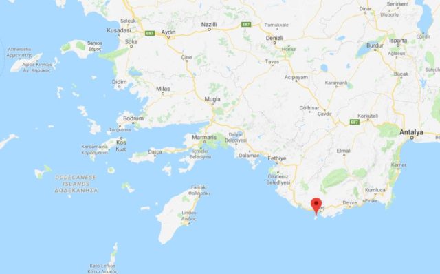 Where is Kastellorizo located on map of Antalya