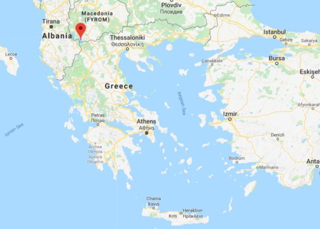 Where is Lake Prespa located on map of Greece