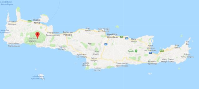 Where is Lefka Ori located on map of Crete