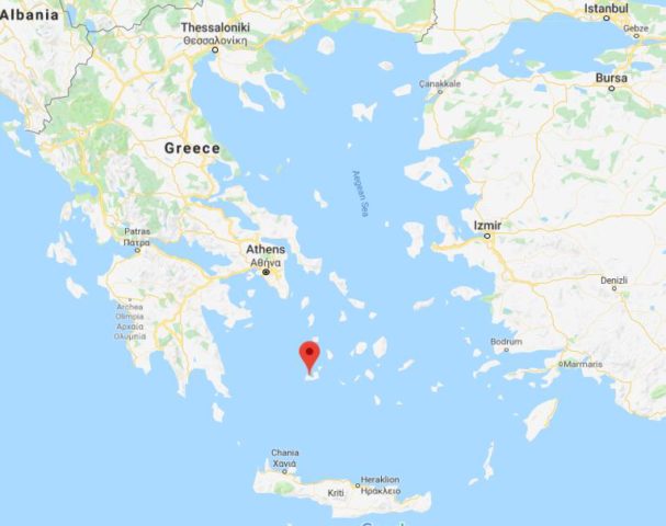 Where is Milos located on map of Greece