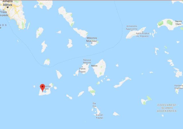 Where is Milos located on map of Greek Islands