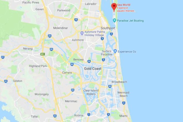 Where is Sea World located on map of Gold Coast