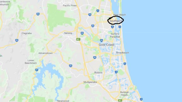 Where is Southport located on map of Gold Coast