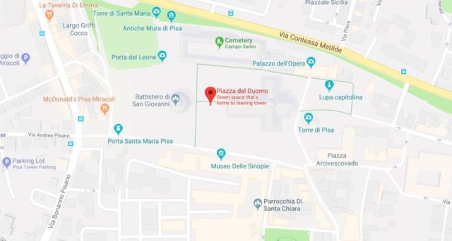 Map of Piazza dei Miracoli in Pisa