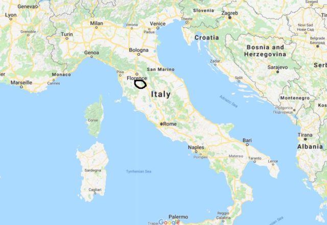 Where are the Chianti Fields located on map of Italy