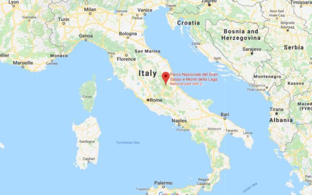 Where is Gran Sasso e Monti della Larga National Park located on map of Italy