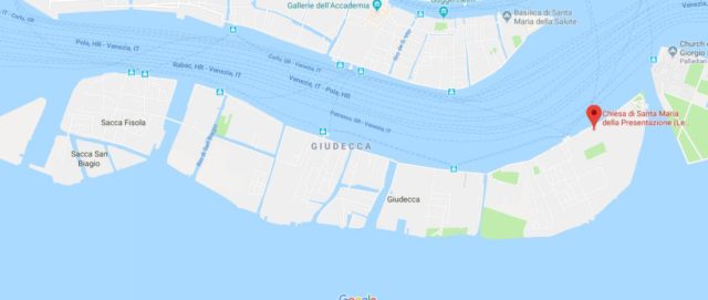 Where is Le Zitelle Church located on map of Giudecca