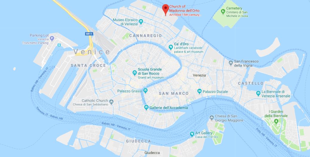 Where is Madonna dell'Orto Church on map of Venice