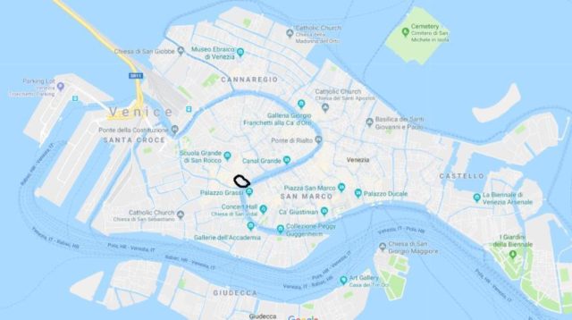Where is Palazzo Ca Foscari located on map of Venice