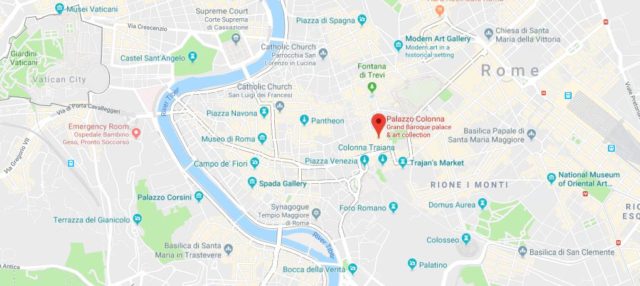 Where is Palazzo Colonna located on map of Rome