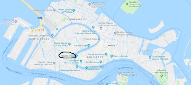 Where is Palazzo Grassi located on map of Venice