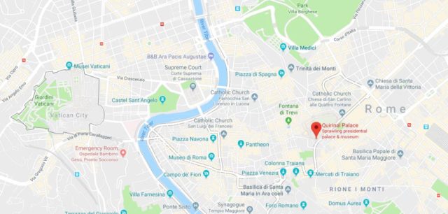 Where is Palazzo del Quirinale located on map of Rome
