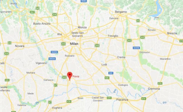 Where is Pavia located on map of Milan