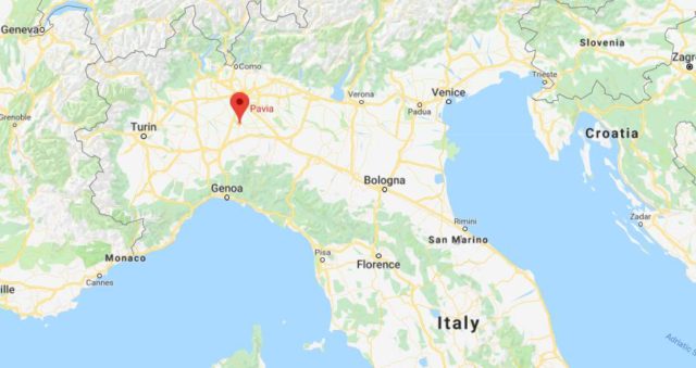 Where is Pavia located on map of North of Italy