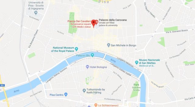 Where is Piazza dei Cavalieri located on map of Pisa