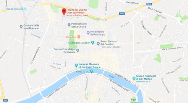 Where is Piazza dei Miracoli located on map of Pisa