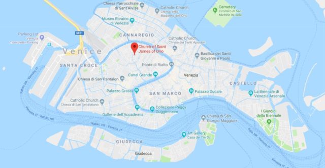 Where is San Giacomo dell'Orio Church located on map of Venice