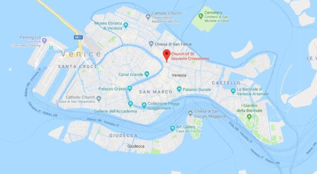Where is San Giovanni Crisostomo Church located on map of Venice