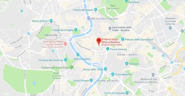 Where is Santa Maria Sopra Minerva Basilica located on map of Rome