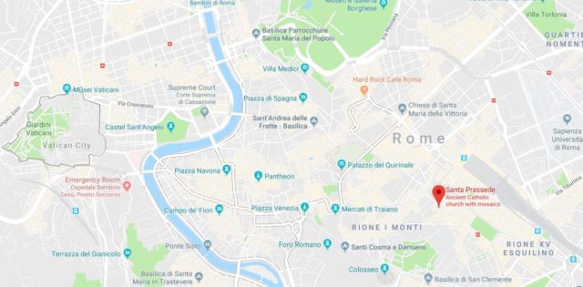 Where is Santa Prassede Church located on map of Rome