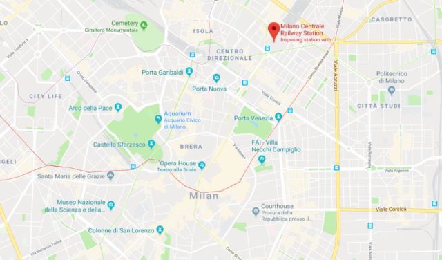 Where is Stazione Centrale located on map of Milan