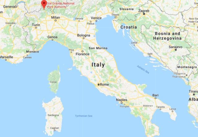 Where is Val Grande National Park located on map of Italy