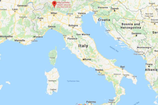 Where is Villa Carlotta located on map of Italy