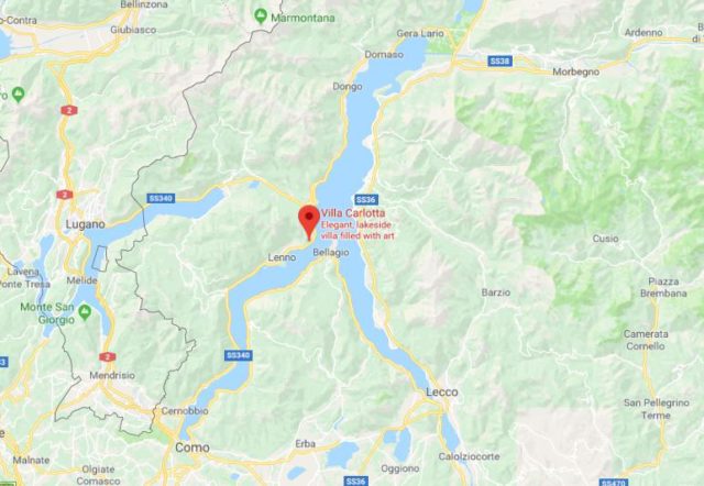 Where is Villa Carlotta located on map of Lake Como
