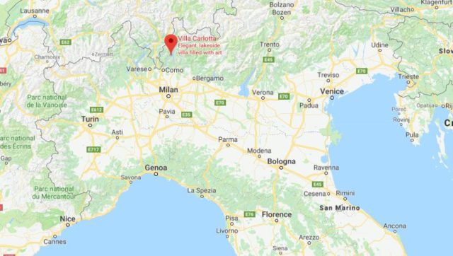 Where is Villa Carlotta located on map of North of Italy