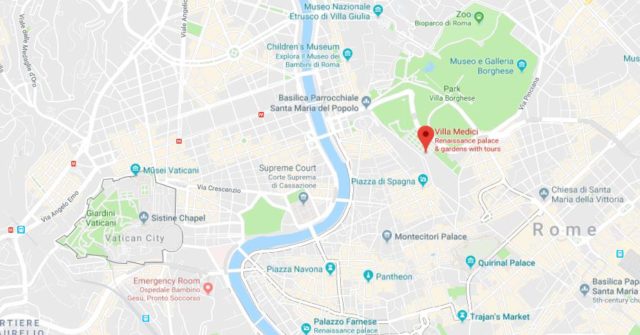 Where is Villa Medici located on map of Rome