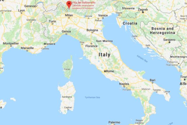 Where is Villa del Balbianello located on map of Italy