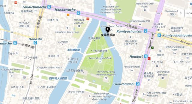 Map of Hiroshima Peace Memorial Japan