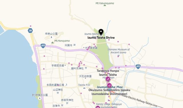 Map of Izumo Taisha Shrine Japan