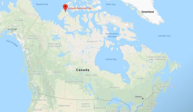Aulavik National Park on map of Canada