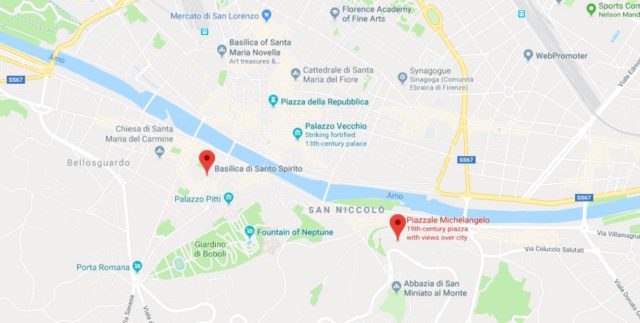 Where is Basilica Santo Spirito located on map of Florence