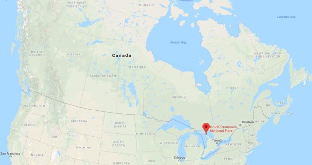 Where is Bruce Peninsula National Park on map of Canada