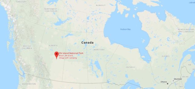  Elk Island National Park on map of Canada