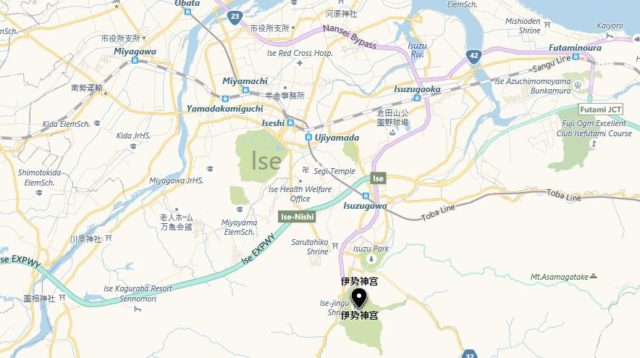 Where is Ise Grand Shrine located on map of Ise