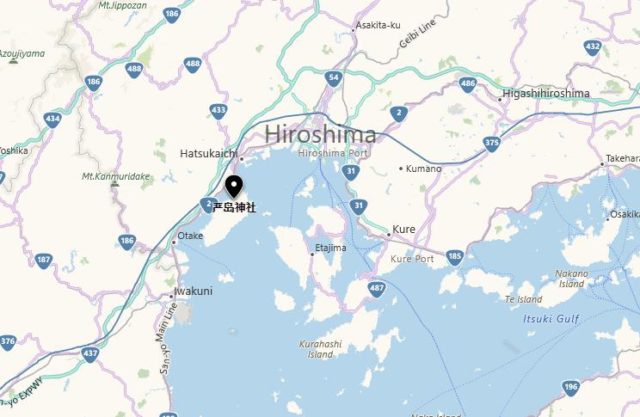 Where is Itsukushima Shrine located on map of Hiroshima
