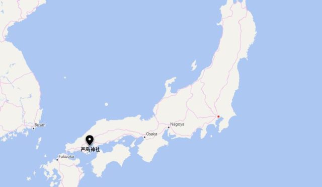 Where is Itsukushima Shrine located on map of Japan