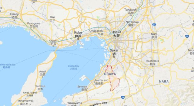 Where is Izumi located on map of Osaka
