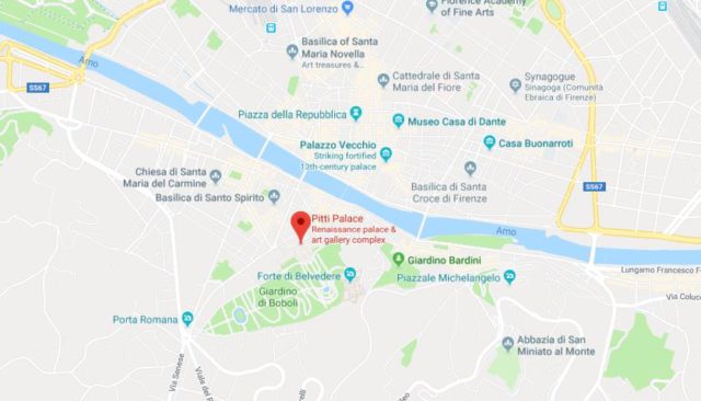 Where is Palazzo Pitti located on map of Florence