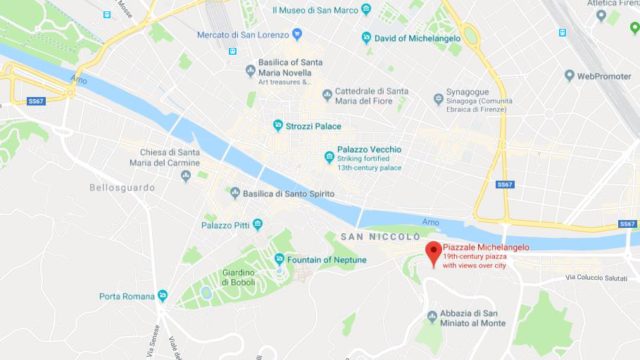 Where is Piazzale Michelangelo located on map of Florence