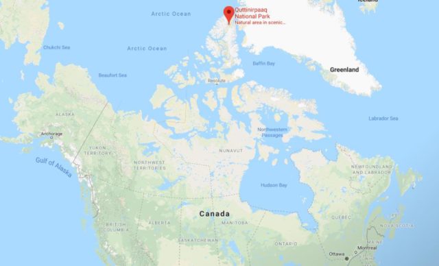 Where is Quttinirpaaq National Park located on map of Canada