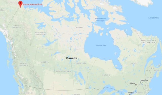 Where is Vuntut National Park located on map of Canada