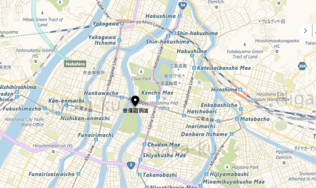 Where is the Peace Memorial located on map of Hiroshima