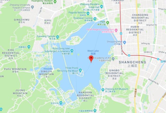 Map of West Lake in Hangzhou